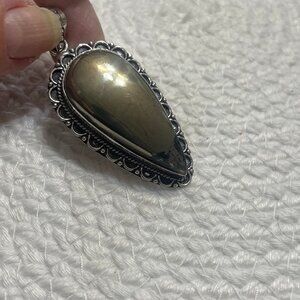 Beautiful APACHE PYRITE Handmade Sterling 925 Pendant/Chain #365D